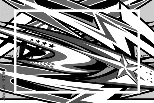 vector abstract racing background design with a unique line pattern and a combination of grayscale colors such as white, black and gray, looks elegant