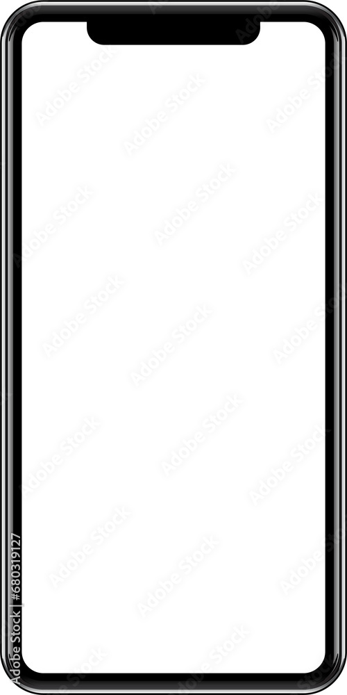 Realistic  smartphone with transparent screen isolated on transparent background. png. front view