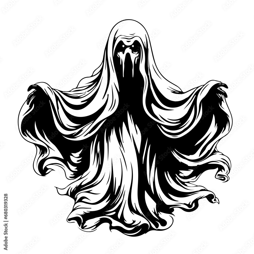 Whimsical Halloween Ghost Vector Illustration Whimsical Halloween Ghost Vector Illustration