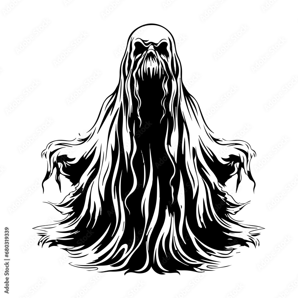 Whimsical Halloween Ghost Vector Illustration Whimsical Halloween Ghost Vector Illustration