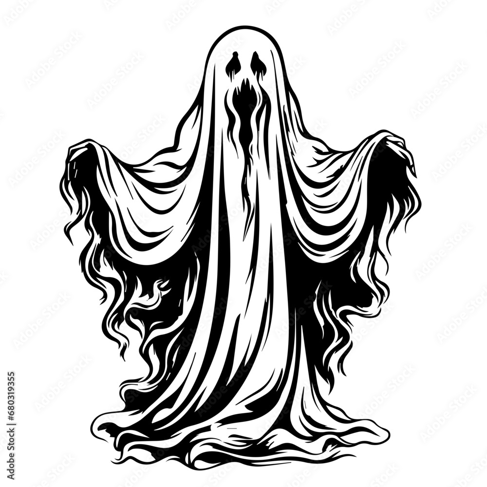 Whimsical Halloween Ghost Vector Illustration Whimsical Halloween Ghost Vector Illustration