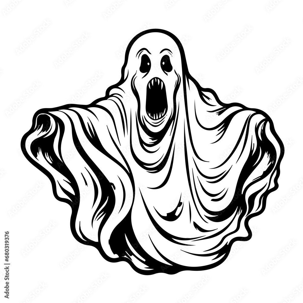 Whimsical Halloween Ghost Vector Illustration Whimsical Halloween Ghost Vector Illustration