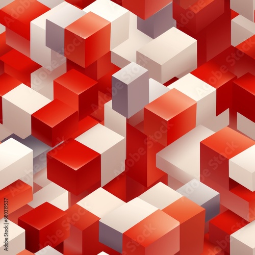 Vibrant red abstract geometric seamless pattern with intricate and captivating design elements