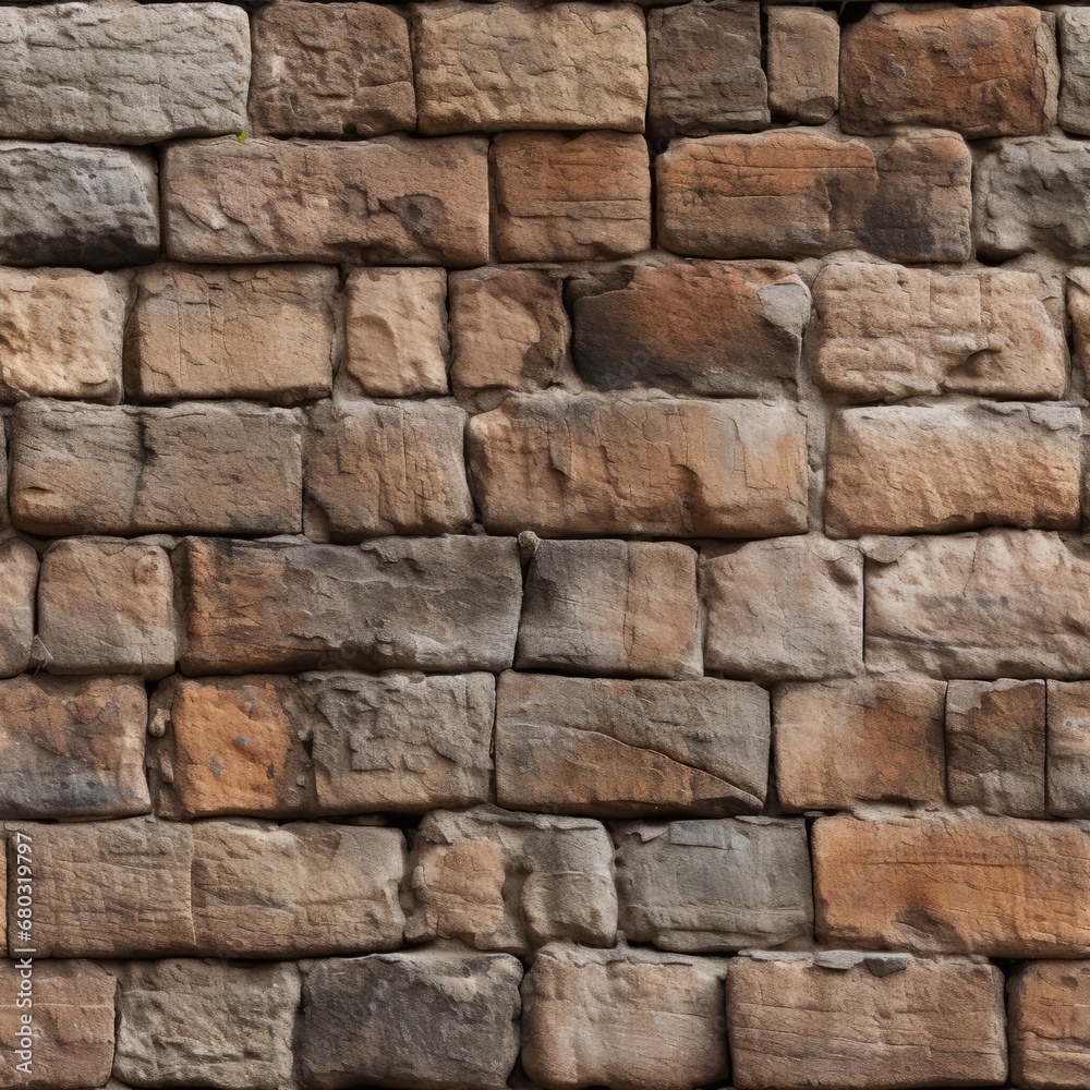 Seamless stone wall brick texture pattern with sandstone facade for background or decoration