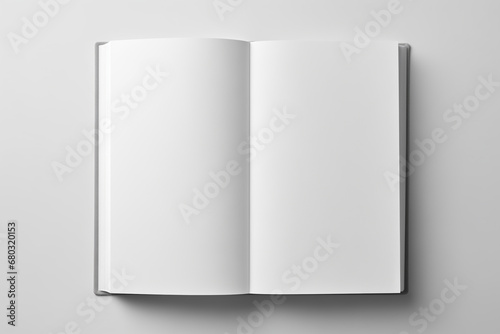 Mockup open blank book on white design paper background.