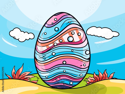 A Cartoon Of A Colorful Egg - Cartoon Easter Eggvector illustration photo