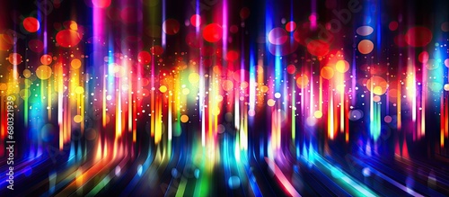 At the vibrant disco party, the background was filled with abstract lines, colorful stripes, and blurry circles, creating a bright and mesmerizing holiday atmosphere, as the light gleamed and the