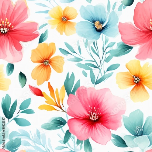 Vibrant summer watercolor seamless pattern   hand painted vector background illustration