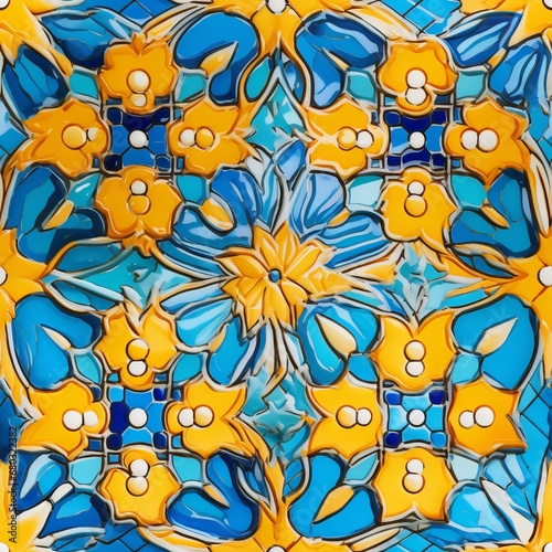 Exquisite and colorful moroccan tiles and ornaments adorned with intricate patterns and designs