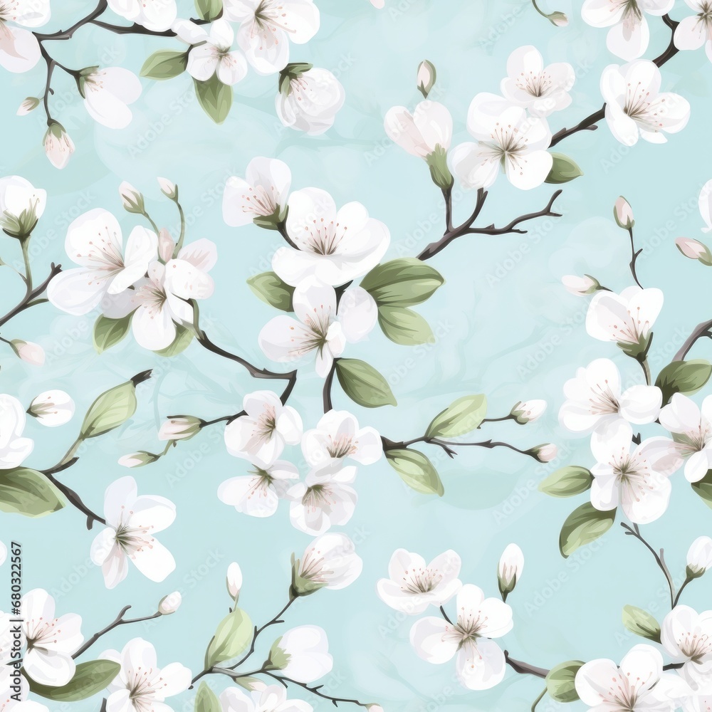 Beautiful seamless spring background vector illustration hand painted watercolor pattern
