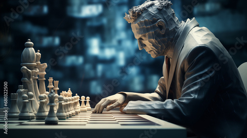 A Stone master Playing Chess  photo