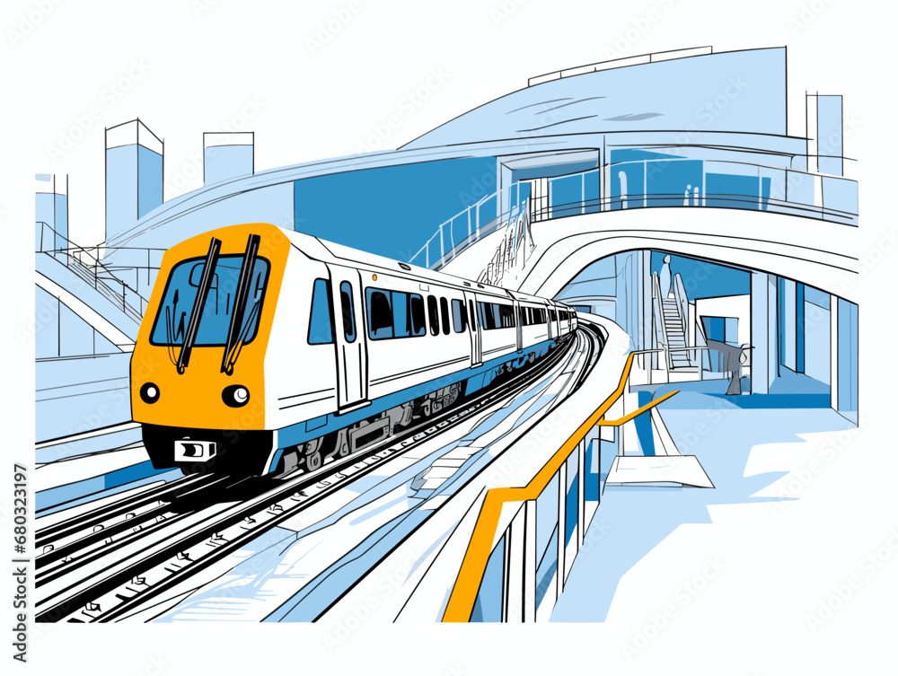 Naklejka premium A Train On A Track - Fast line subway train stopped