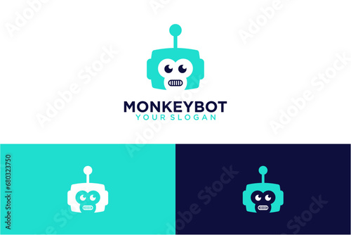 monkey logo design with robot