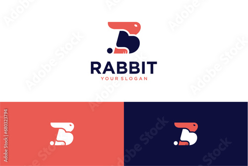 rabbit logo design with the letter b