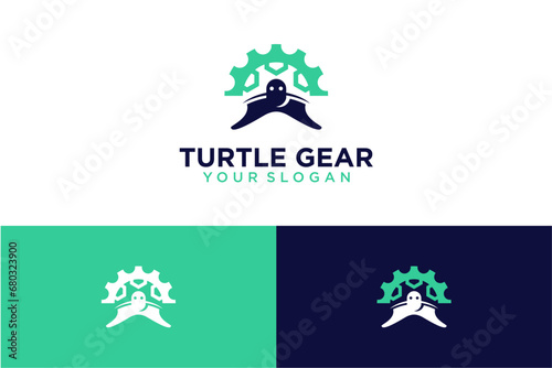 turtle logo design with gear