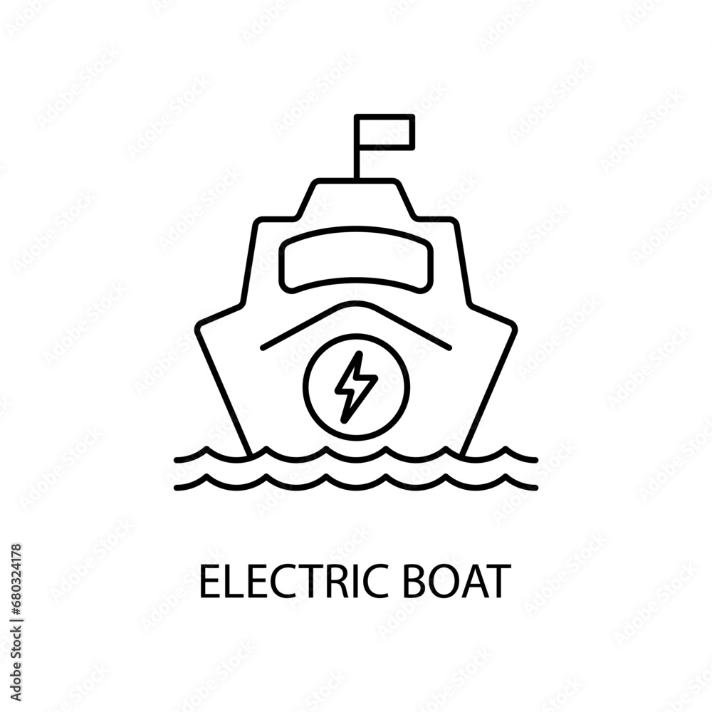 Electric Boat concept line icon. Simple element illustration. Electric Boat concept outline symbol design.