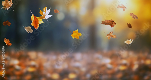 floating autumn leaves, AI generated.
