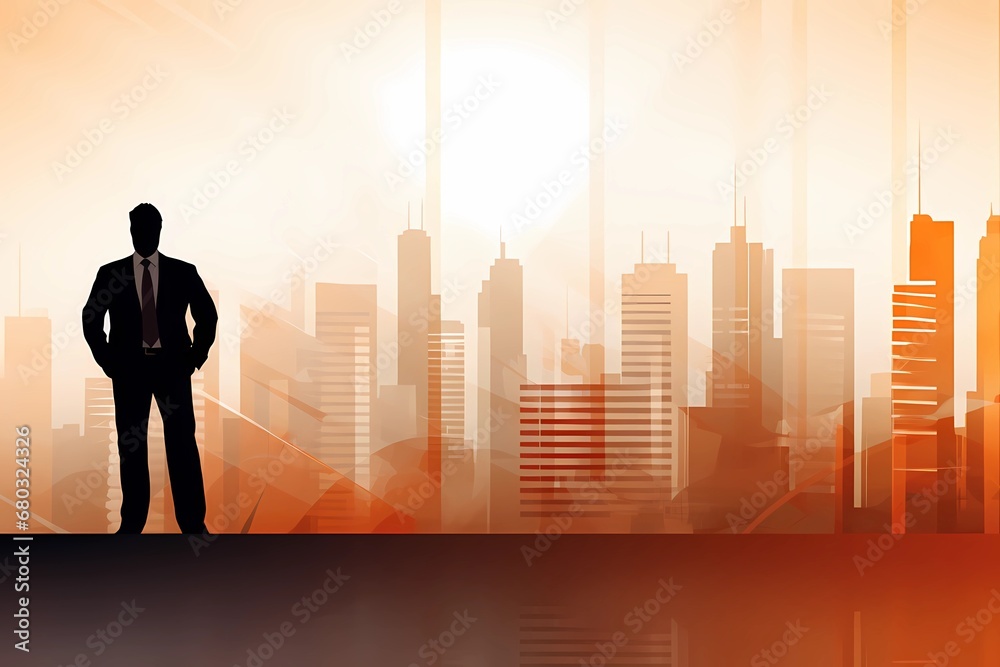 business person in front of building