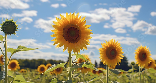 field of sunflowers. AI generated.