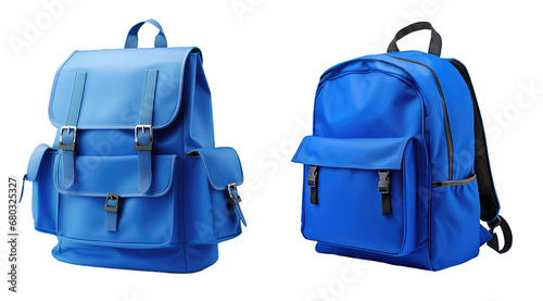 blue backpack isolated on transparent background photo