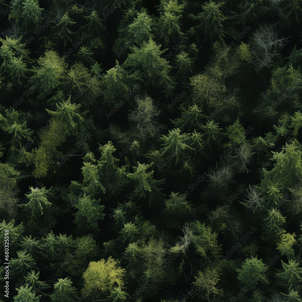 Seamless pattern of a breathtaking lush green forest   seen from an aerial view above