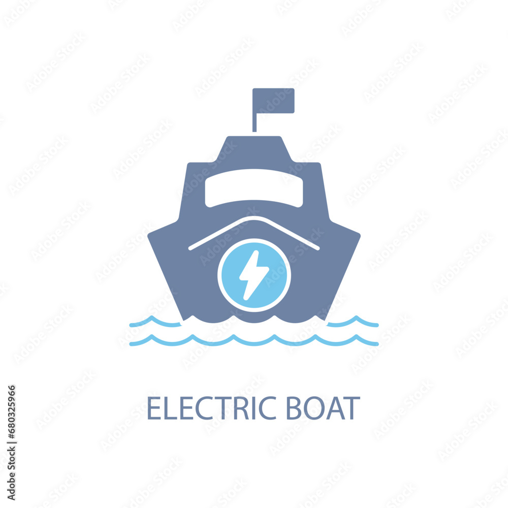 Electric Boat concept line icon. Simple element illustration. Electric Boat concept outline symbol design.