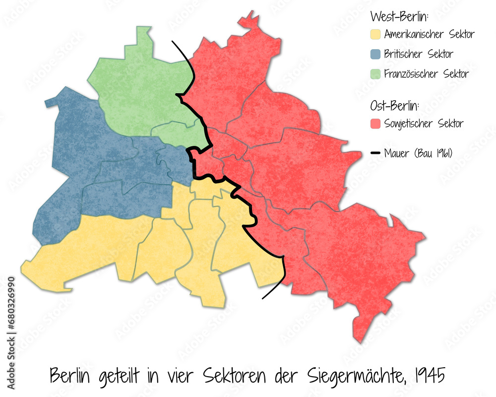 Berlin, Geschichte der Bezirke - Berlin geteilt in vier Sektoren der Siegermächte, 1945