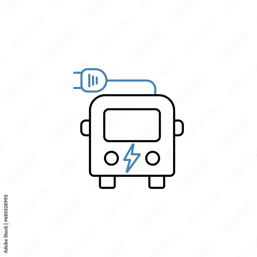 Electric bus concept line icon. Simple element illustration.Electric bus concept outline symbol design.