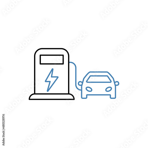Electric vehicle concept line icon. Simple element illustration.Electric vehicle concept outline symbol design.