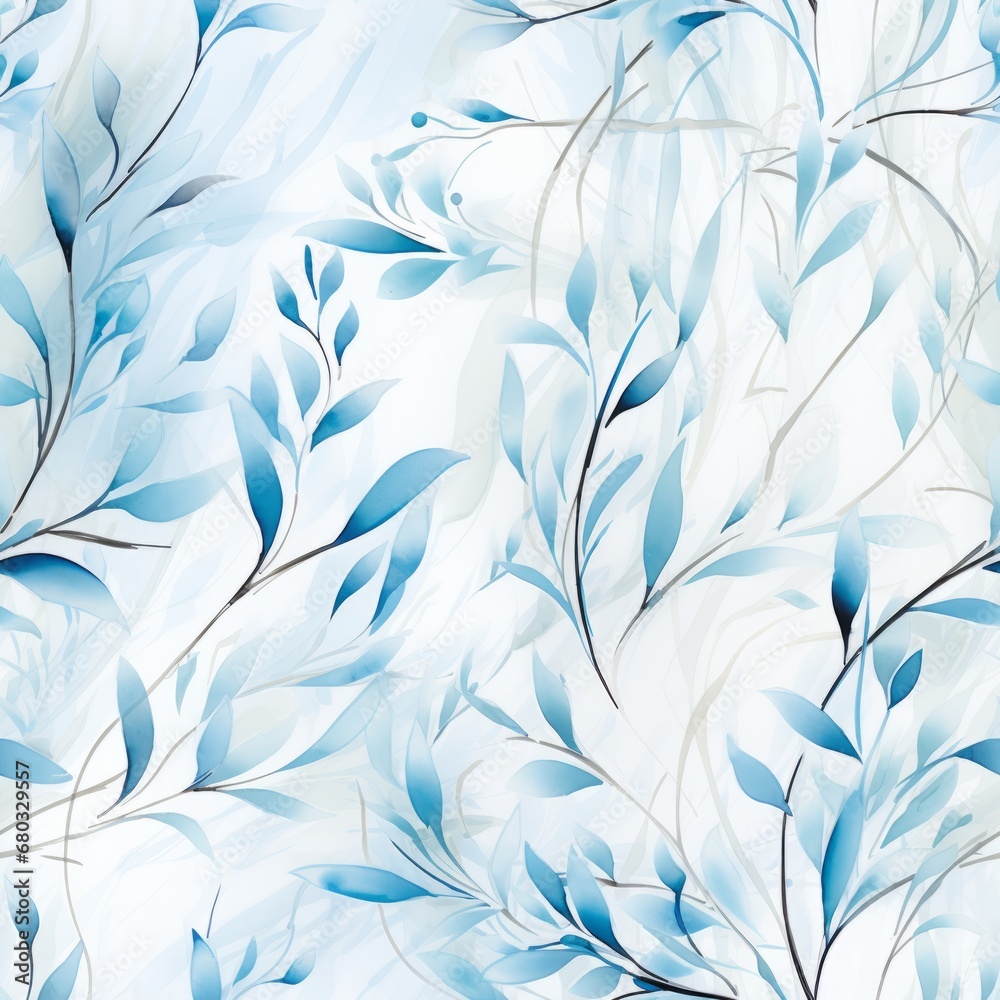 Abstract seamless pattern with blue foliage skeleton and translucent texture on white background Abstract seamless pattern with blue foliage skeleton and translucent texture on white background