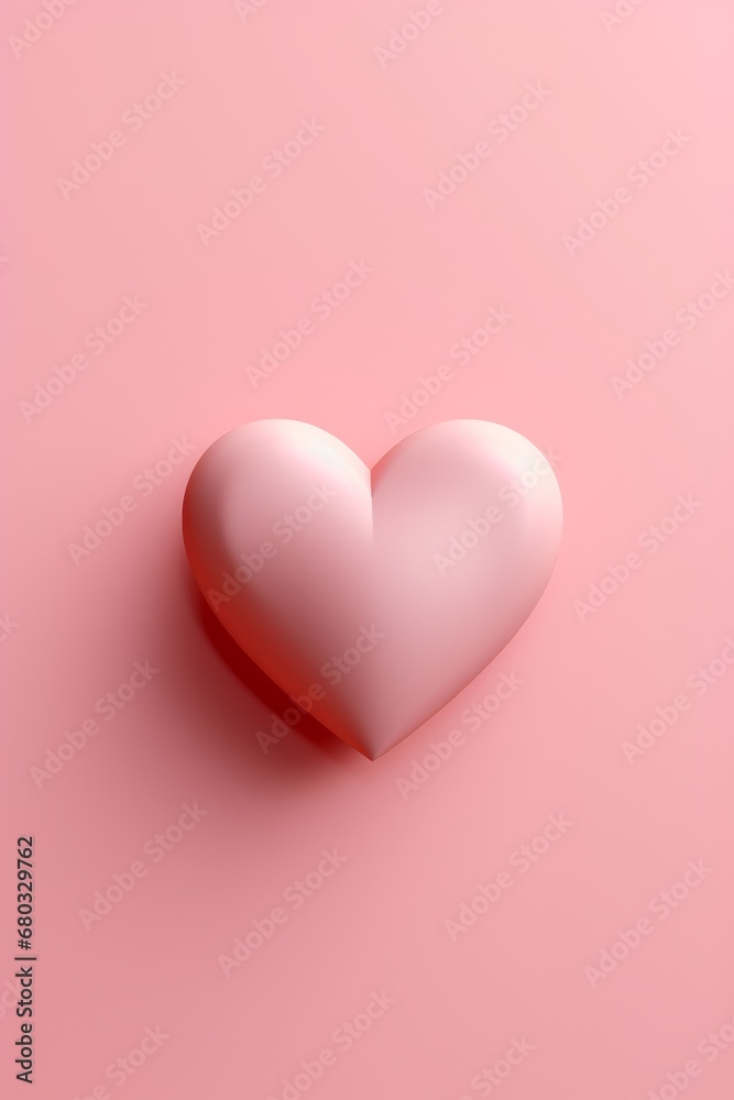 A simple cutesy depiction of a red heart on a pastel pink backdrop for Valentines Day wallpaper AI generated illustration