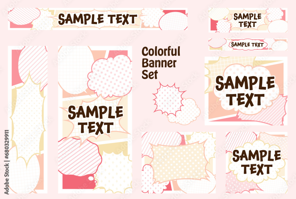 Obraz premium バナーセット_漫画_カラフル