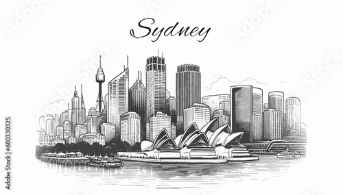 Sydney Skyline Panorama - Vektor-Illustration