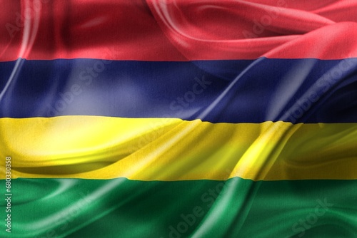 3D-Illustration of a Mauritius flag - realistic waving fabric flag