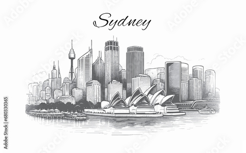 Sydney Skyline Panorama - Vektor-Illustration
