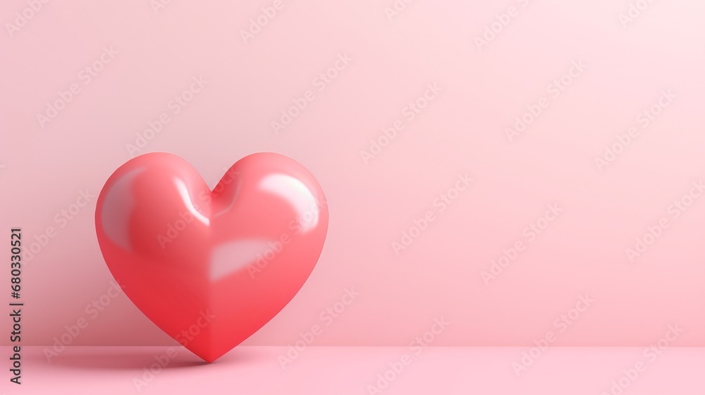 A simple cutesy depiction of a red heart on a pastel pink backdrop for Valentines Day wallpaper AI generated illustration