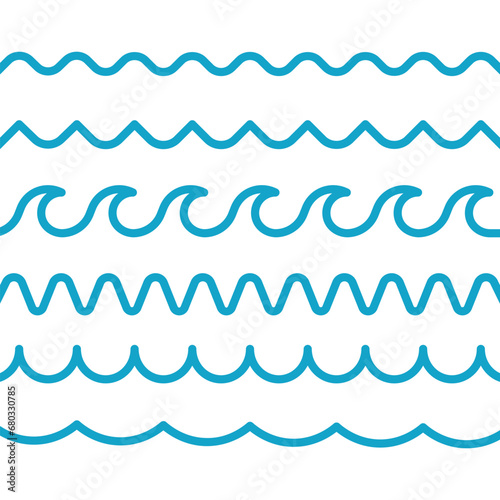 water wave icon set. water line. vector stock