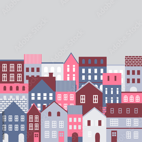 背景素材_ヨーロッパ風のかわいい町並み