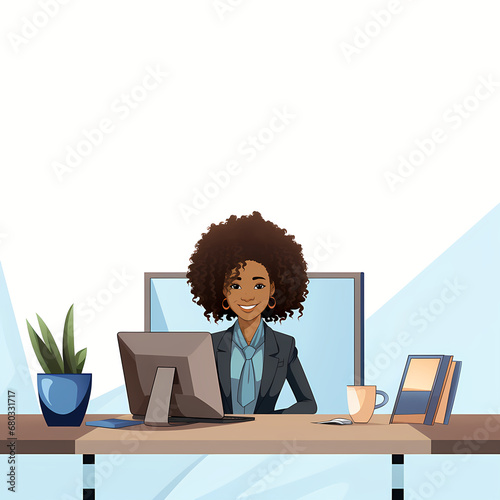 woman working on computer photo