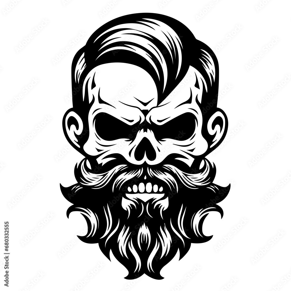 Edgy Beard Skull Vector Illustration Edgy Beard Skull Vector Illustration
