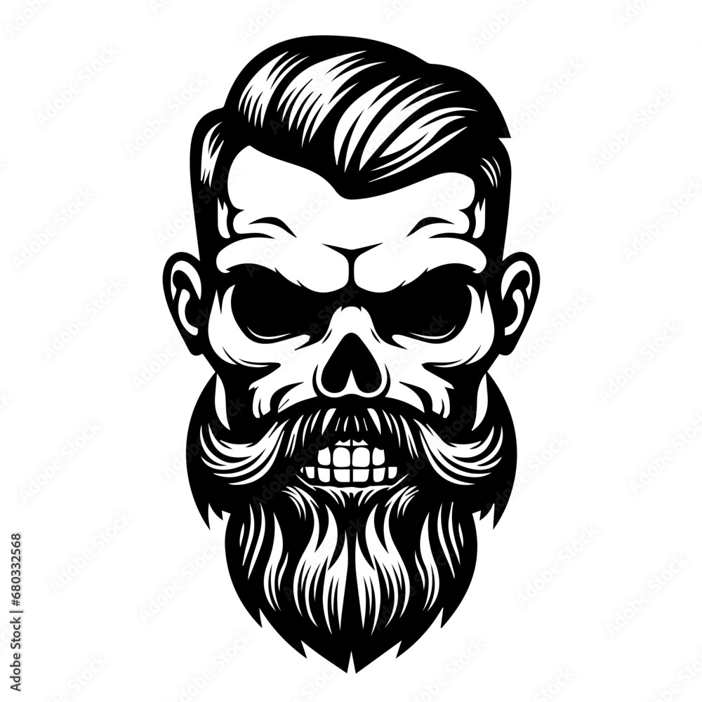 Edgy Beard Skull Vector Illustration