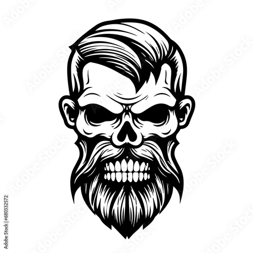 Edgy Beard Skull Vector Illustration