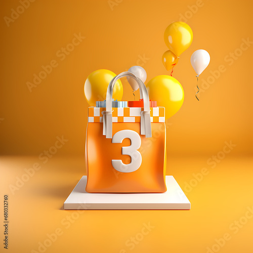 illustration symbol of celebration of mall with a bag and balloon photo