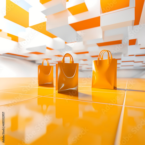 flyer design ideas with shopping bag on the floor for 3d photo
