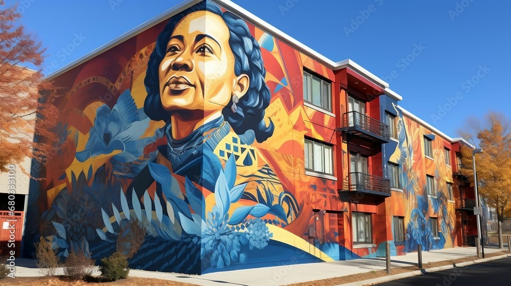 A vibrant mural depicting Black history milestones
