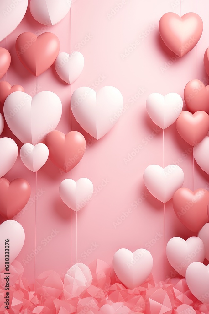 Design a minimalistic valentines day backdrop consisting of delicate hearts AI generated illustration