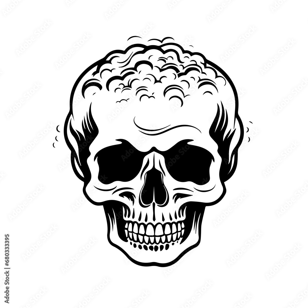 Intricate Brain Skull Vector Illustration
