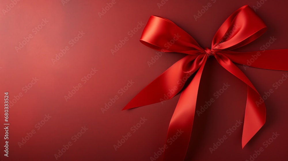 Extreme close-up of a red ribbon against a Christmas minimalist backdrop AI generated illustration Extreme close-up of a red ribbon against a Christmas minimalist backdrop AI generated illustration