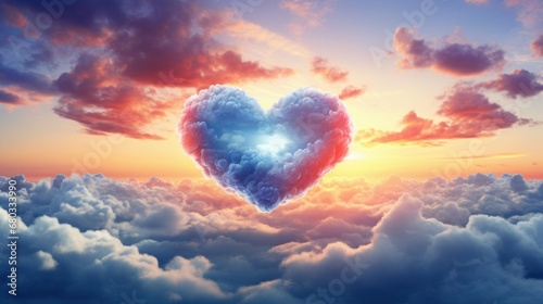 Heart-shaped cloud in the sky AI generated illustration