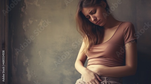 stomach ache. women have abdominal pain, indigestion, gastritis, menstrual cramps, flatulence, diarrhea, distention, colon cancer, belly inflammation problem, suffer food poisoning, abdomen